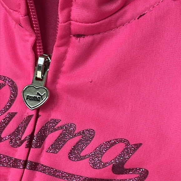 Brand New Puma Neon Pink Tracksuit Zip Up Track Jacket & Pants Glitter Ruffle - Picture 11 of 16